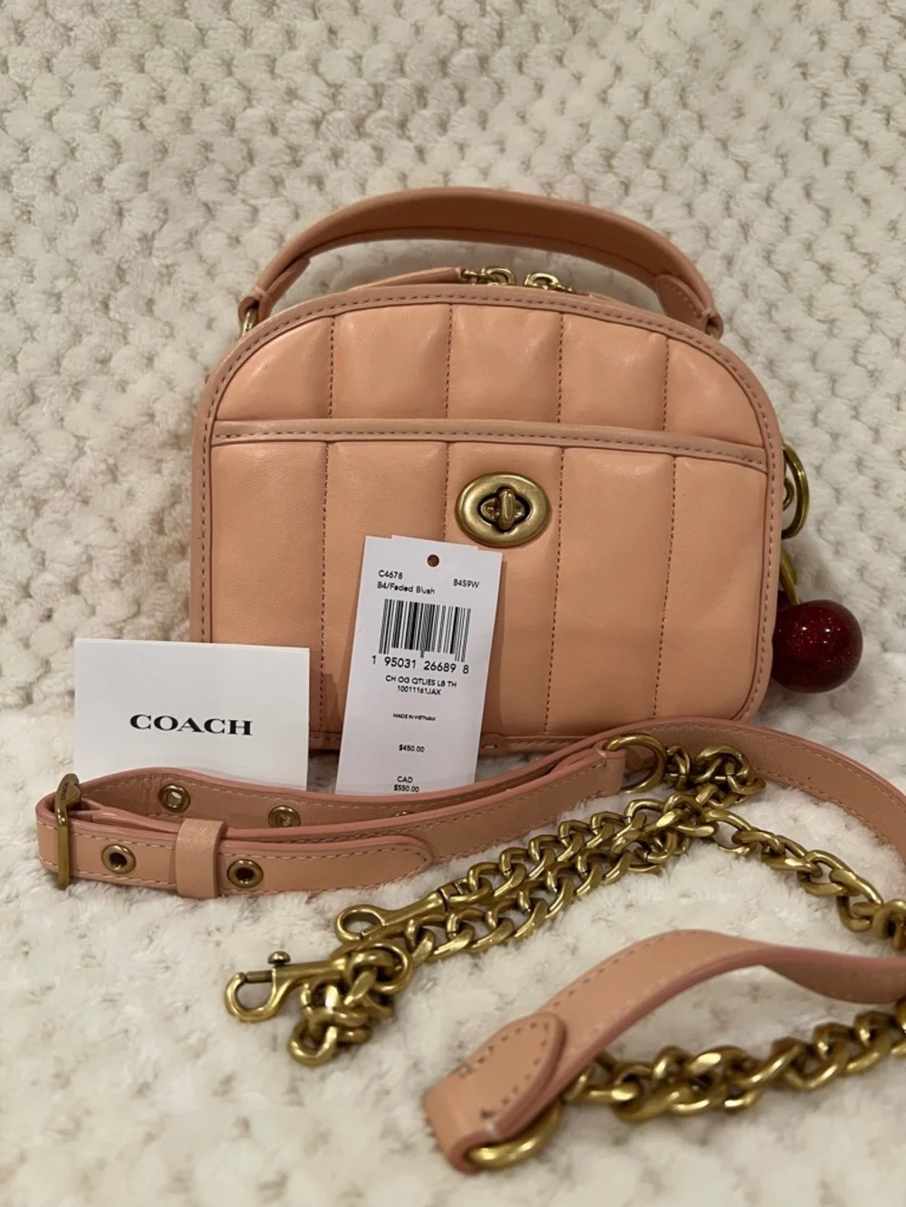 Coach Quilted  leather Vintage Lunchbox Reedition  Top handle crossbody in Blush - Picture 9 of 10